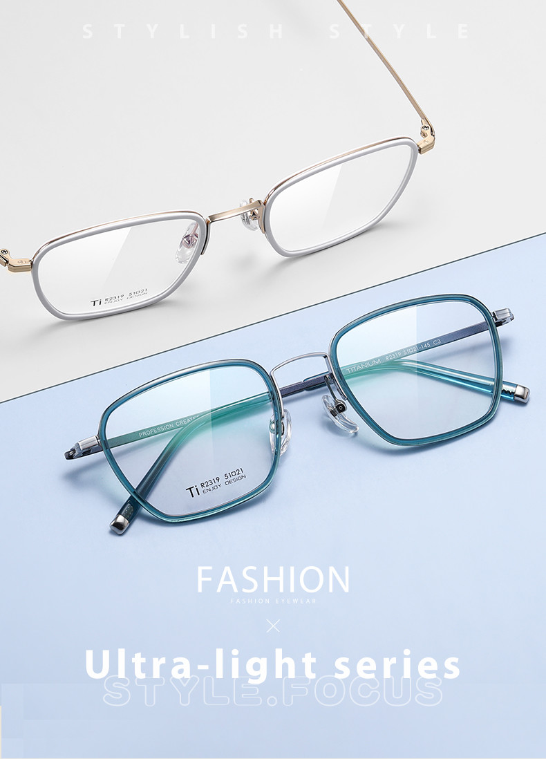 Titanium Frame Square Acetate Glasses , CE Men Fashion Glasses
