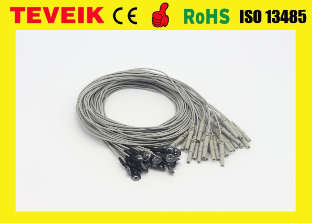 Medical eeg cup cable eeg electrodes, DIN1.5 eeg cable with silver chloride plated silver