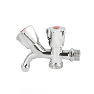 China 2 Outlet Brass Bibcock Valve Water Tap Deck Mounted Zinc Handle wholesale