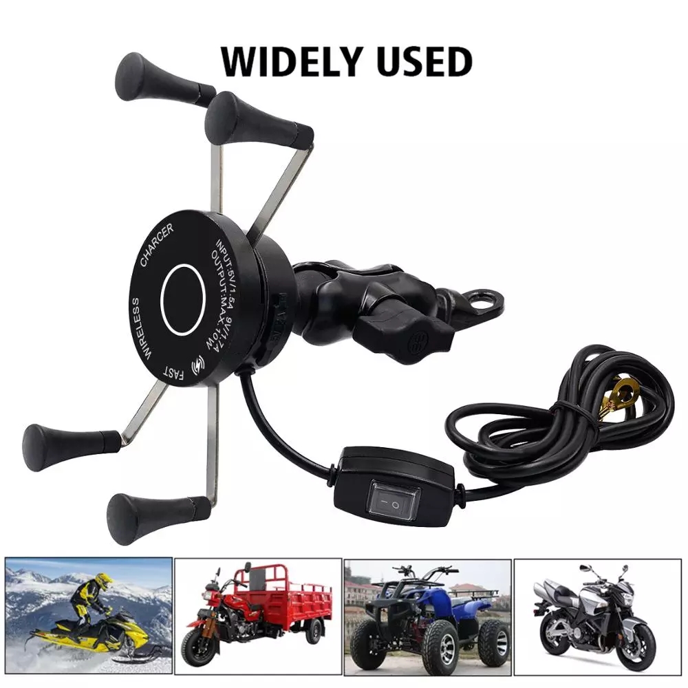 3 In 1 Motorcycle Wireless Charger Mount , FCC 5V 1.5A Motorcycle Phone Grip