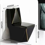 Modern Ceramic Toilet WC Set with Gold Line Black Gold Color S-Trap One Piece