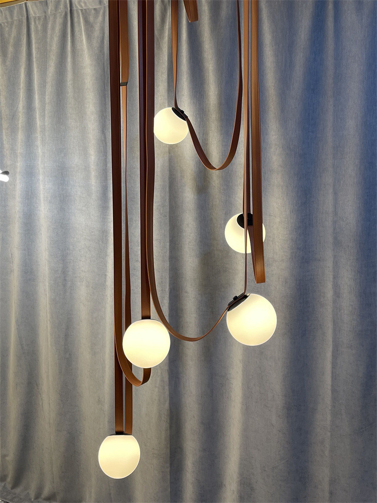 Minimalist Duplex Floor Wabi Sabi Style Designer Villa Belt Living Room Dining Room linear pendant lighting(WH-AP-560）