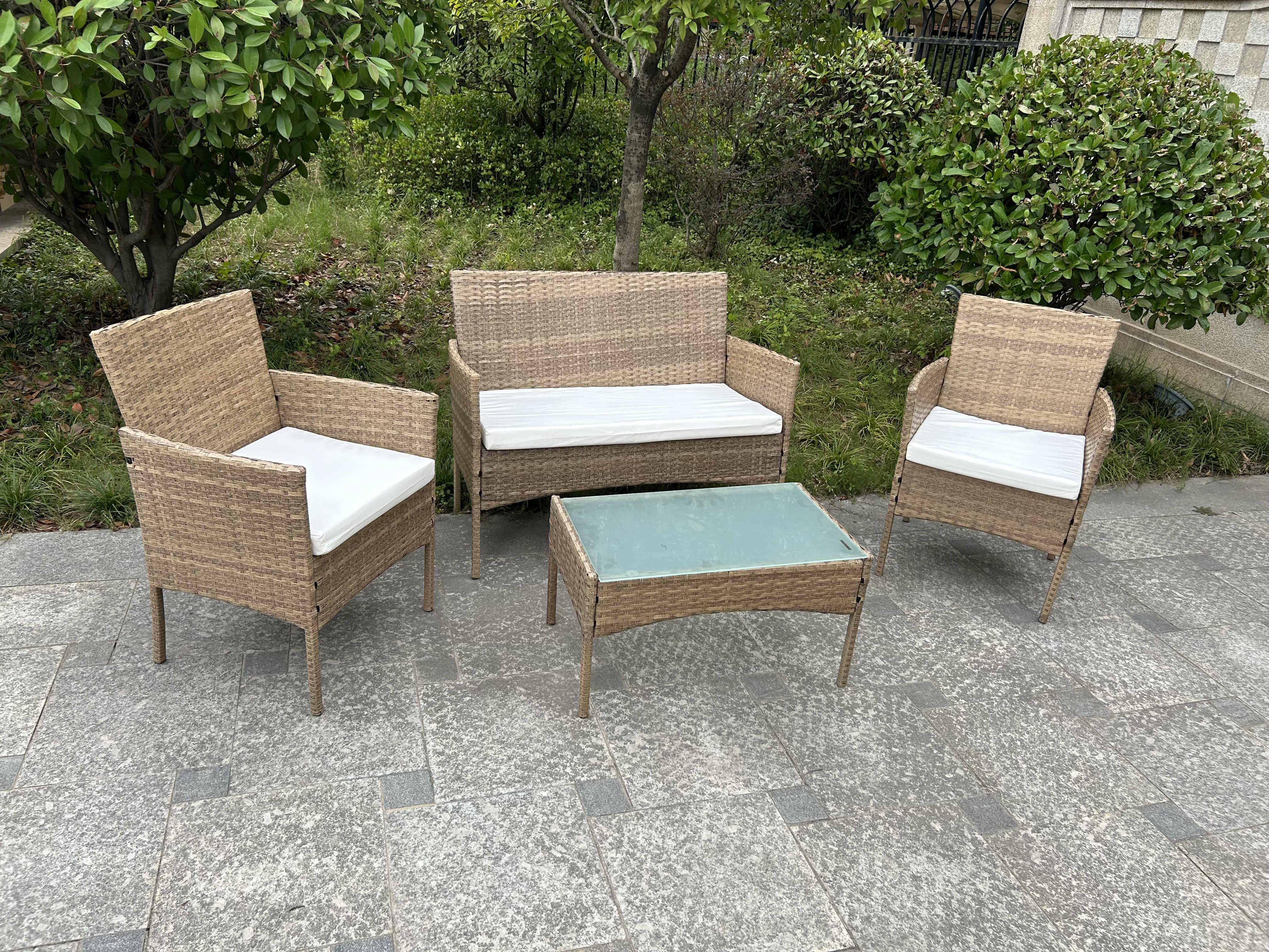 UV Resistant Rattan Sofa Waterproof Design Indoor Outdoor Sofa Table Chair Dining Desk Ottoman Furniture Set