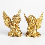 Garden Miniature Gold 2pcs Cherub Resin Statue Sculpture Decorative Baby Angel