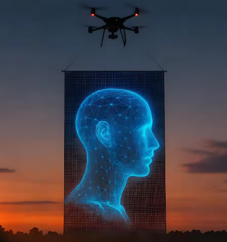 P25 Portable Drone Flying Led Screen IP68 Lightweight Transparent Led Display Outdoor for Weeding Concert Stadium Show