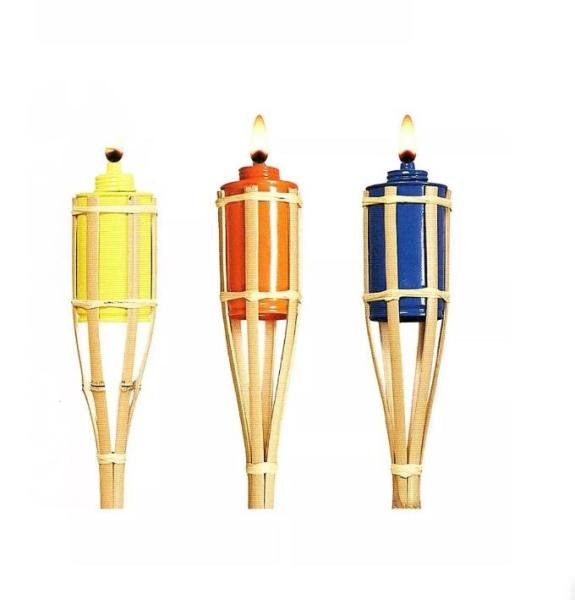 Halloween Decoration Bamboo Tiki Torches Refillable Replacement Metal Oil