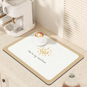 China Stocked Soft Diatomite Anti Slip Absorbent Kitchen Drain Dish Coffer Bar Quick Drying Mat wholesale
