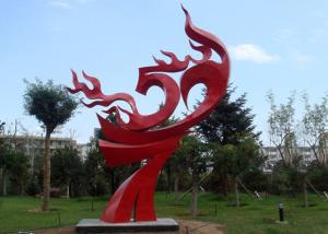 China Large Painted Red Metal Flame Sculpture , Abstract Metal Garden Sculptures wholesale
