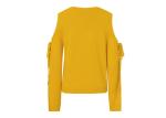 Bright Yellow Lace Up Womens Knit Pullover Sweater Off Shoulder Top