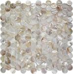Round Mother Of Pearl Bathroom Tiles Fresh Water Seashell Decor 2mm Thickness