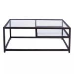 Retro Tempered Glass Table Metal Legs Home Furniture Rectangle Shape