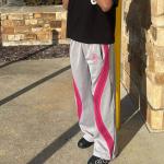 Men's Custom Streetwear Striped Sweatpants 100% Cotton Wide Leg Flare Sweat Pant