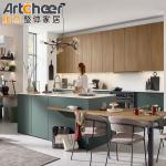 Design Solid Wood Door Panel Kitchen Cupboards with Laminated Half Bullnose