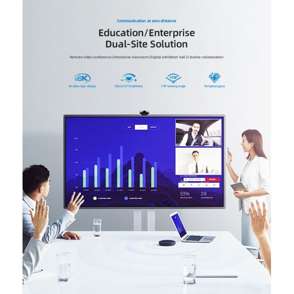 65" Android Touchscreen Interactive Whiteboard Smart Board 350 cd/m2 4K UHD Commercial Display