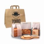 80gsm 90gsm Flat Handle Cookie Coffee Takeaway Brown Kraft Paper Food Bags For