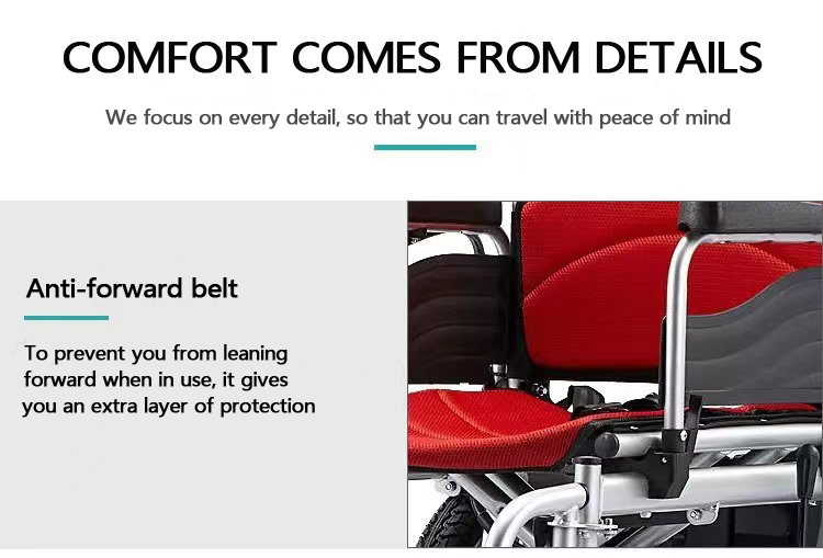 Reinforced Lightweight Foldable Electric Wheelchair Chromed Steel Multi Functional