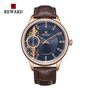 China 2.5D Mineral Glass Mens Stainless Steel Watches Double Movement Leather Strap wholesale