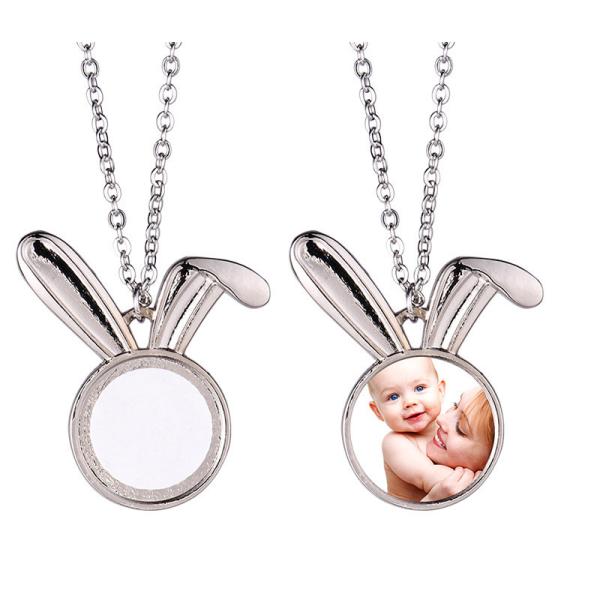 Sublimation Rabbit Pendant Necklace Sublimation Bunny Necklace Personalized