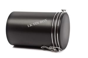 China Metal Wire Lid Cookie Tins Empty Matte Black Round Tin Box For Tea / Coffee wholesale