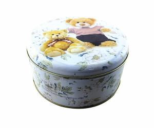 China Round Christmas Cookie Tin Box Cookie Tin Box Round Metal Tin Can wholesale