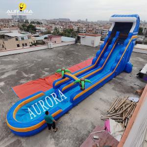 China Blue Inflatable Slip And Slide For Outdoor Playground With Pool wholesale