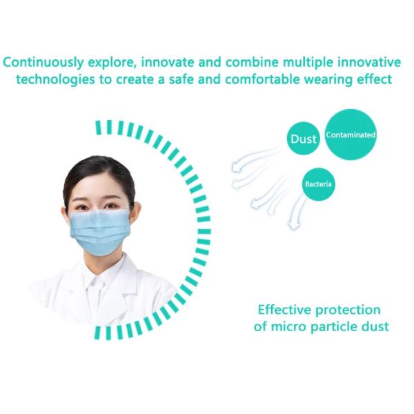 Melt Blown Fabric 95% Earloop Face Disposable Face Mask For Germ Protection