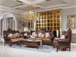 Luxury European palace fabric sofa villa luxury solid wood carved sofa for home