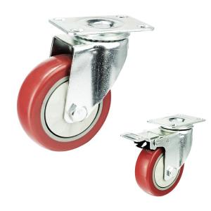 China 100mm Red Wheel Swivel Plate Pvc Anti Entanglement Medium Duty Casters Manufacturers China wholesale