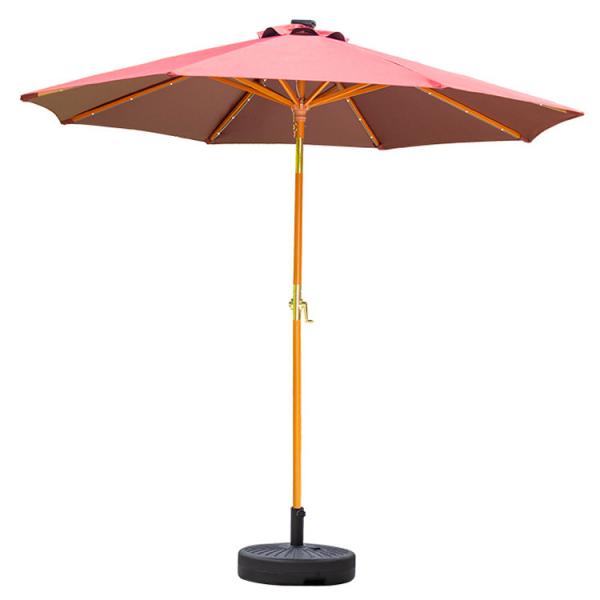 Solid Wood Round Parasol Sun Umbrellas for Outdoor Camping Cafe Patio Garden
