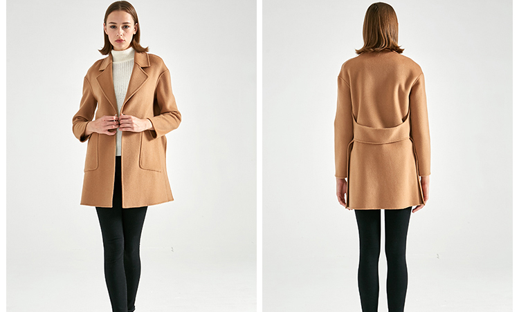 Formal Single Breasted Winter Camel Wool Coat For Ladies Fashion Style