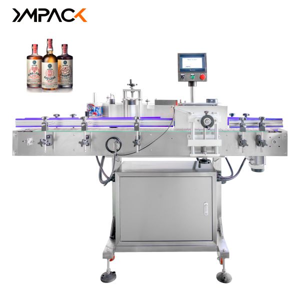 High Speed Bottle Labeling Machine Food Cosmetics Automatic Label Applicator Machine with Belt Conveyance