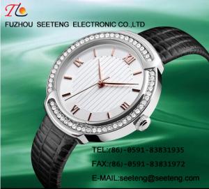 China WHOLESALE PU STRAP ALLOY CASE QUARTZ WATCHES WITH A LOTS OF DIAMOND wholesale