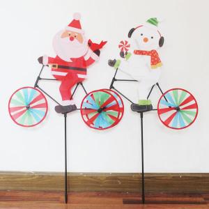 China Christmas Bicycle Garden Stake santa claus and snowman wholesale