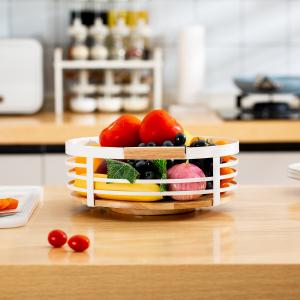 China Single Tier Modern Kitchen Organiser Wire Storage Basket with 360 Rotatable Iron wholesale