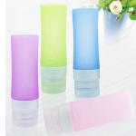 Blue / White / Yellow Small Travel Bottles , Soft Silicone Body Squeezy Travel