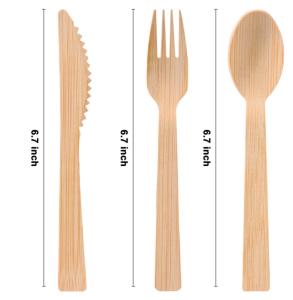 China 100% Bamboo Forks Spoons Knives Cutlery Compostable Biodegradable Utensils Set wholesale
