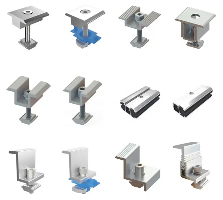 Aluminum Solar Mounting Mid Clamp with 1.5KN/m2 Snow Load and Andoized Treatment