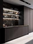 Tailored Wood Veneer Modern Black Kitchen Cabinets Modern Style With Dining Bar