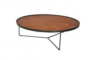 China Customized Round Metal Frame Coffee Tables Steady Solid Wood Coffee Table on sale