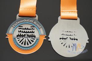 China Cut Out And Color Filled Metal Award Medals Antique Plating Satin Ribbon wholesale