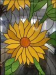 Customized Sunflower Design Entry Door Decorative Leaded Glass With Patina