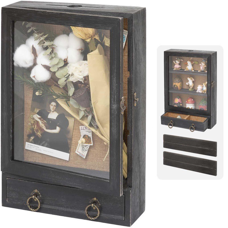 Wooden transparent cover specimen box dried flower plant preserved flower collection display box photo frame wood photo frame