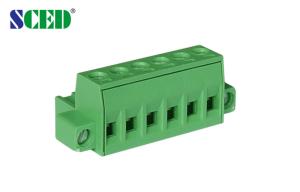 China Green Electrical Terminal Blocks PA66 Brass Pitch 5.08mm 300V 18A 2 - 22 Poles wholesale
