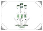 12'' Straight Tube Grace Glass Smoking Water Pipes With Green Helix Perc Bongs