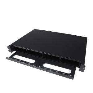 China Drawer 1U Fiber Optic Patch Panel , Black Box Fiber Patch Panel 24 Ports wholesale