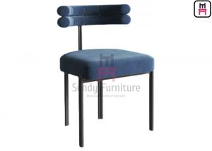 China Tufted Upholstered Velvet Metal Frame Dining Chair No Foldable Without Armrests wholesale