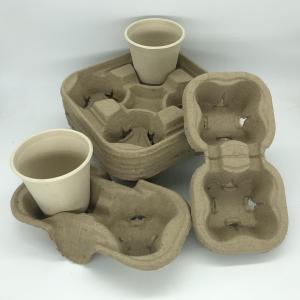 China Coffee Cup Tray Biodegradable Pulp 2&amp;4 Paper Cup Carriers For Take Away Shipping wholesale