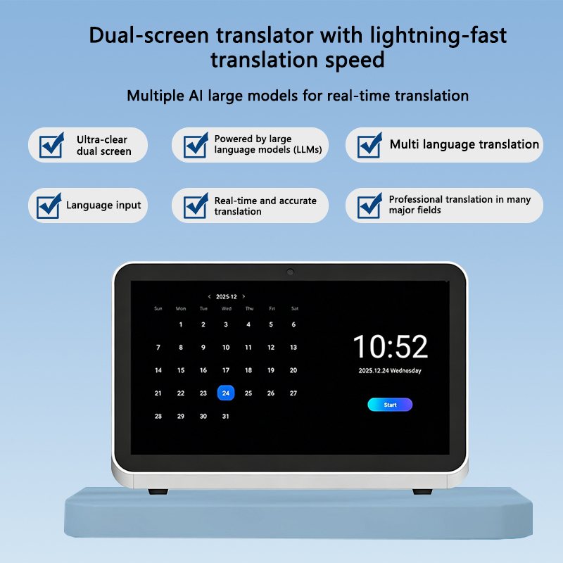 AI Dual-Screen Real Time Voice Translator Device Multi-Language Business Translation Display with Noise Reduction