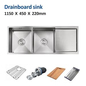 China 45' Undermount Apron Front Sink With Drainboard Double Bowl 115x45 wholesale