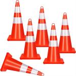 Premium PVC Parking Reflective Traffic Safety Cones With Orange Stripe